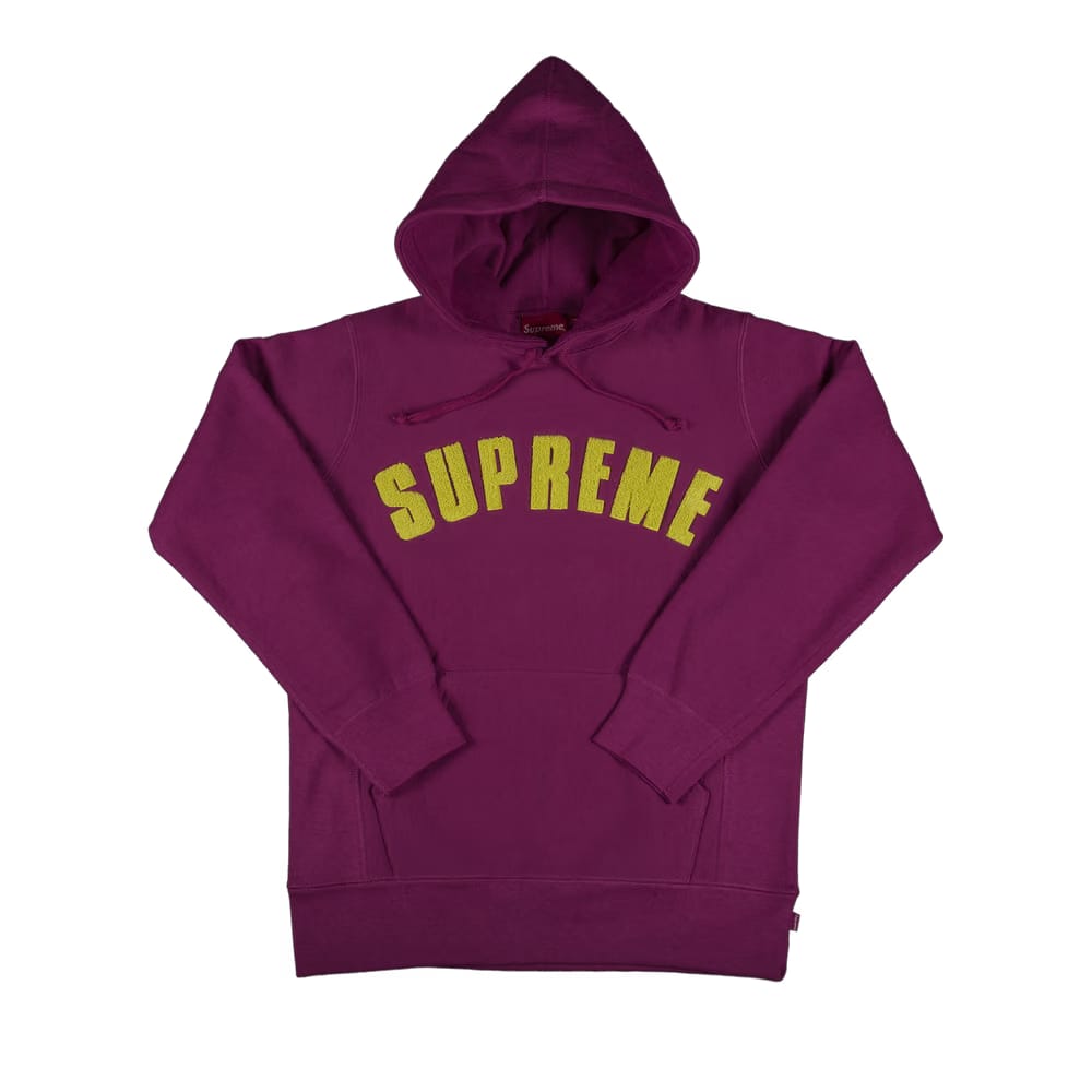 Supreme Chenille Arc Logo Hoodie Magenta