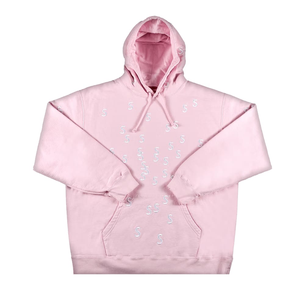 Supreme Embroidered S Hoodie Light Pink