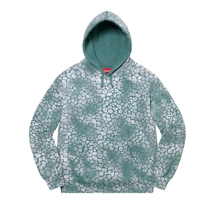 Supreme Bleached Leopard Hoodie Dusty Teal