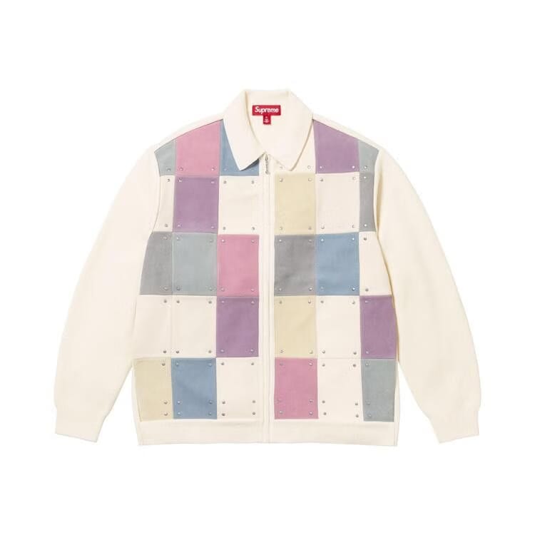 Supreme Studded Suede Zip Up Cardigan Multicolor