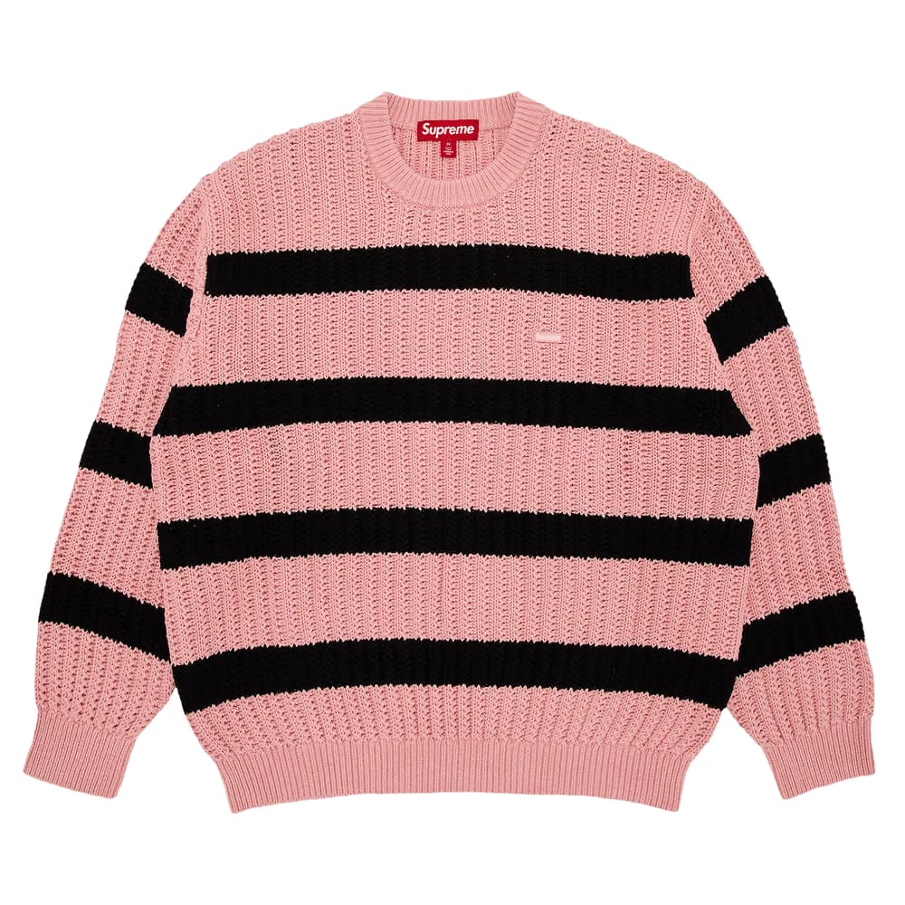 Supreme Loose Gauge Stripe Small Box Sweater Pink