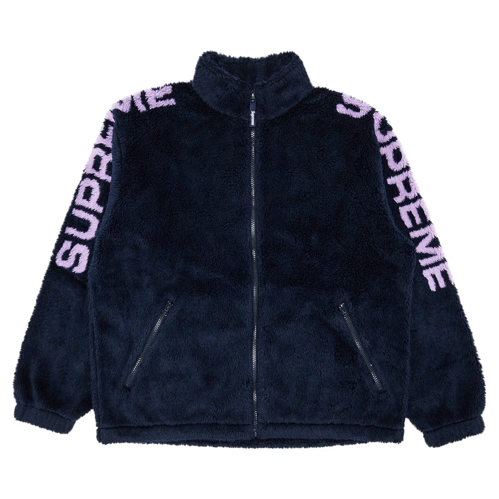 Supreme Shoulder Logo Fleece Jacket Navy