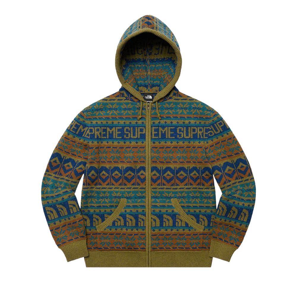 Supreme x The North Face Zip Up Hooded Sweater Olive
