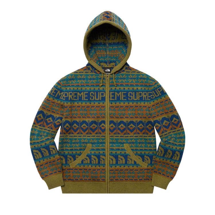 Supreme x The North Face Zip Up Hooded Sweater Olive
