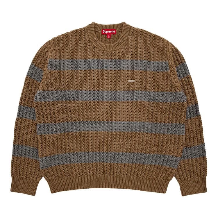Supreme Loose Gauge Stripe Small Box Sweater Khaki