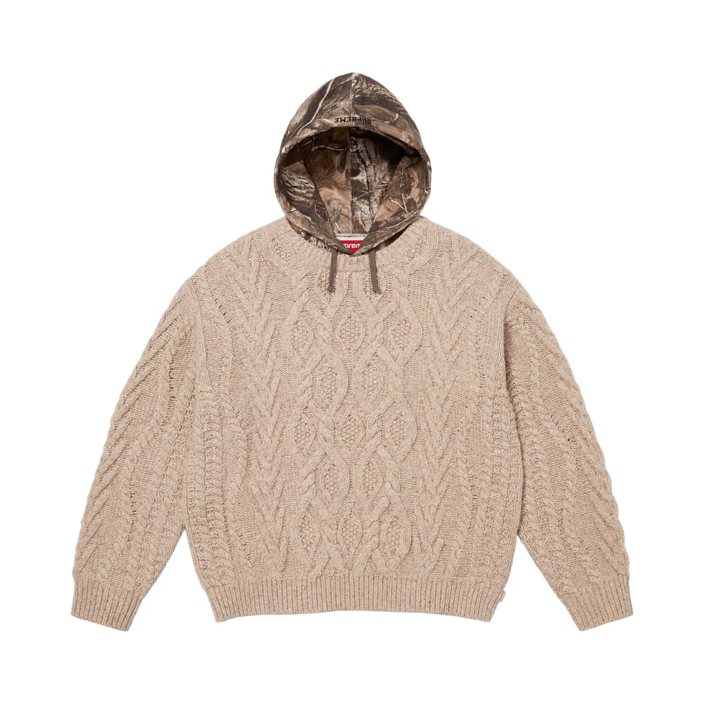 Supreme Cable Hooded Sweater Oatmeal