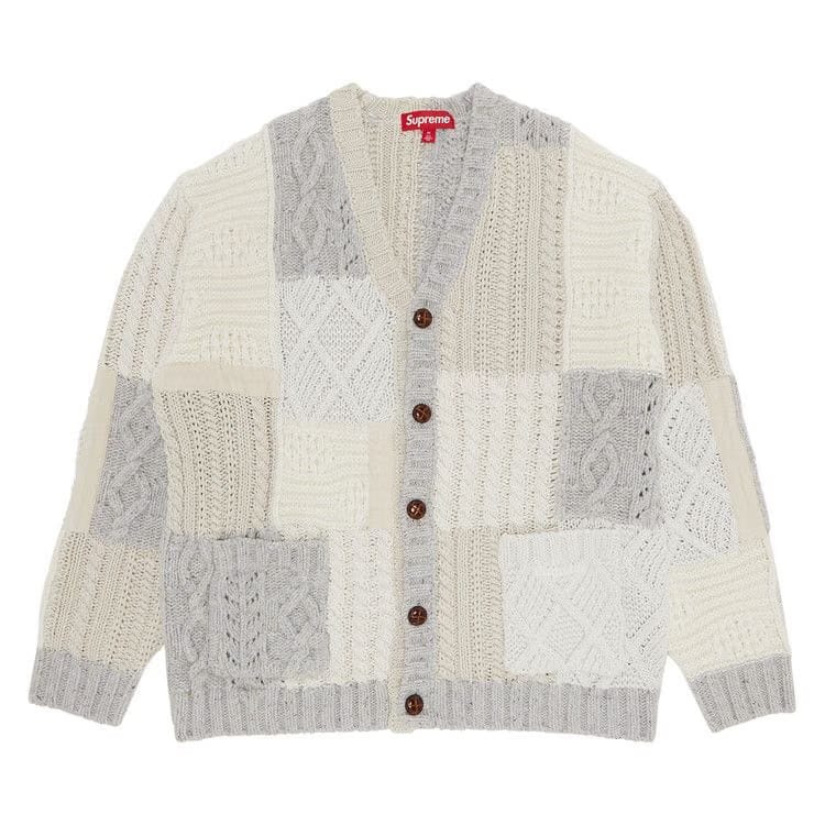 Supreme Patchwork Cable Knit Cardigan Ivory