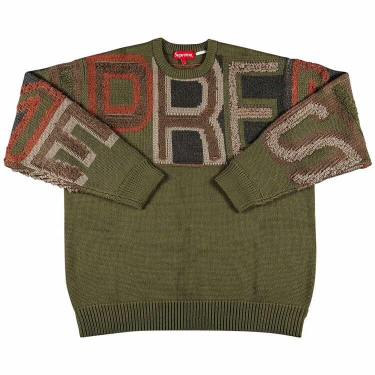 Supreme Chenille Logo Sweater Olive