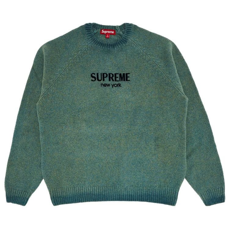 Supreme Flocked Logo Sweater Green