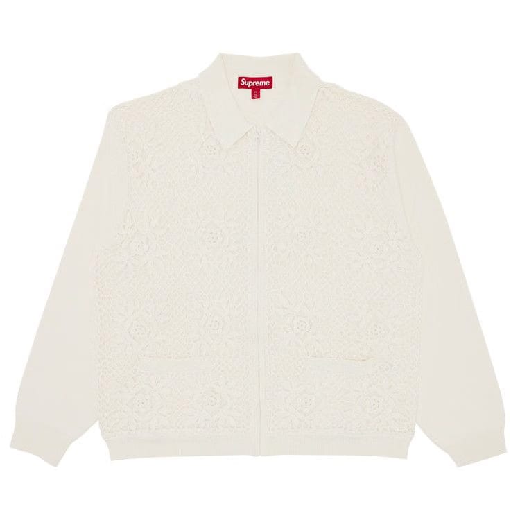 Supreme Crochet Zip Up Cardigan White