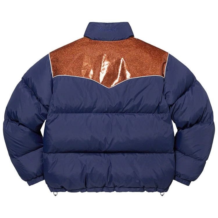 Supreme Glitter Yoke Down Puffer Jacket Navy