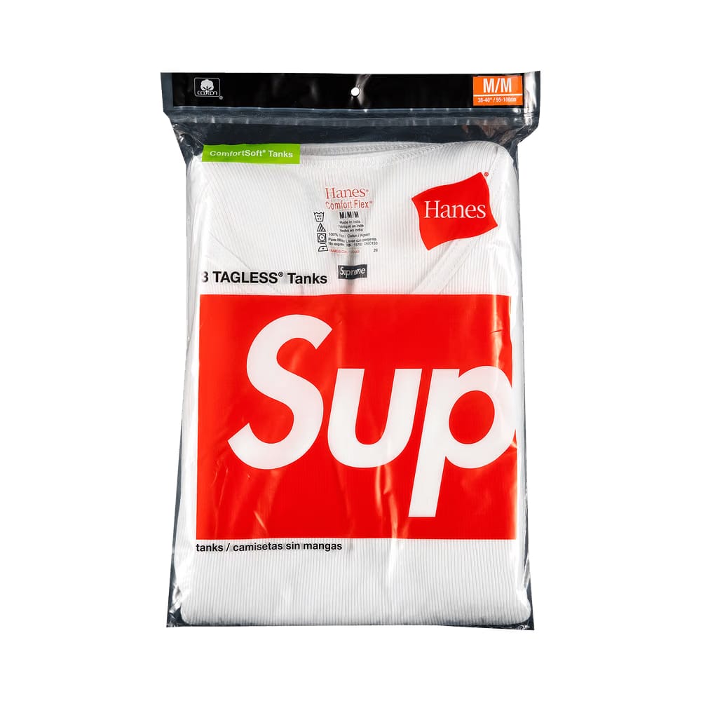Supreme x Hanes Tagless Tank Tops (3 Pack) White