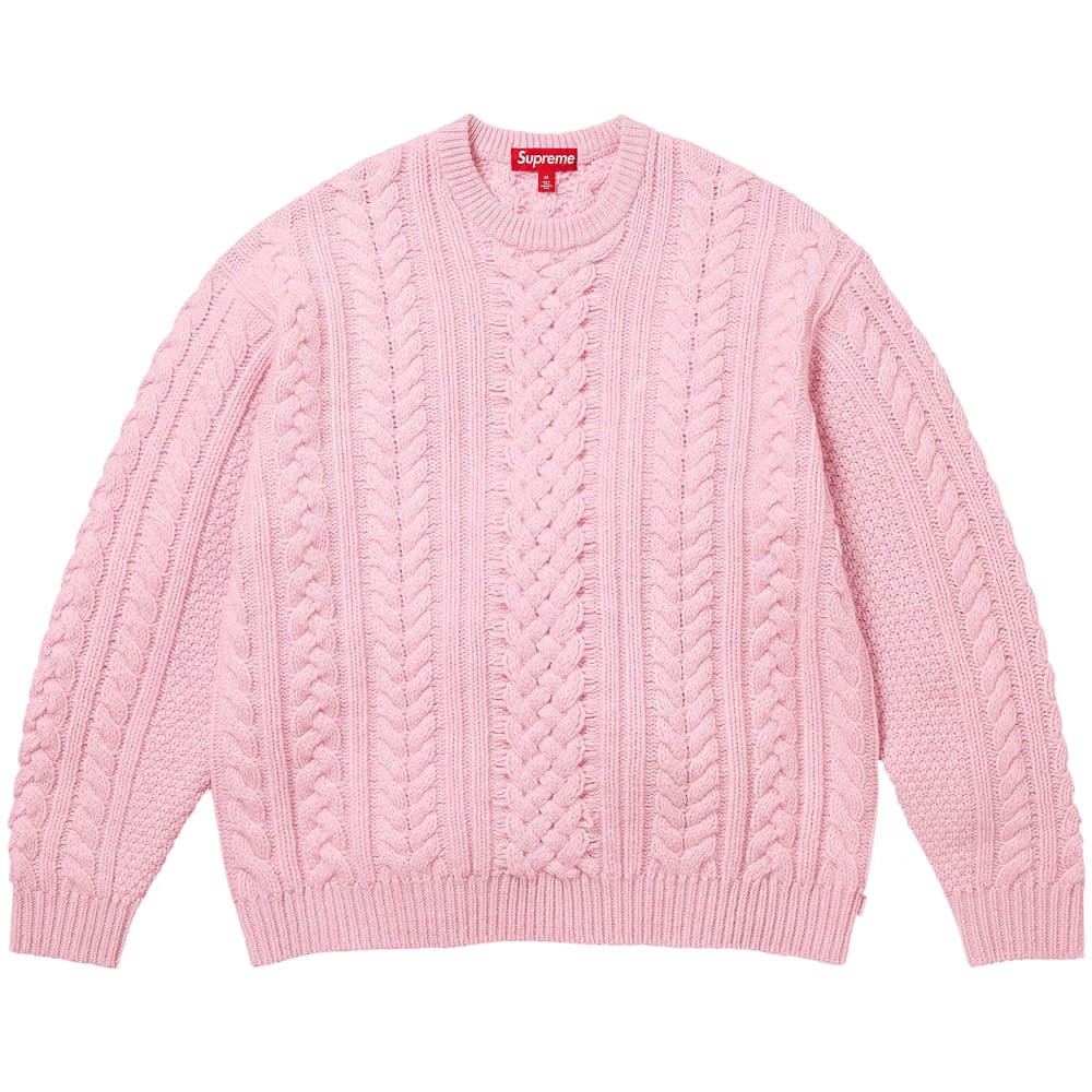 Supreme Appliqué Cable Knit Sweater Pink