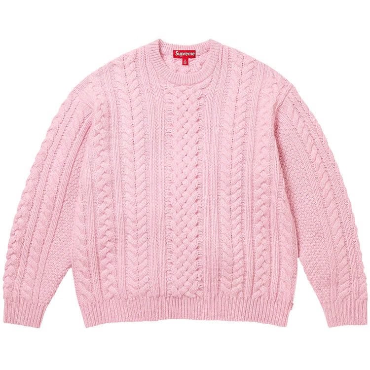 Supreme Appliqué Cable Knit Sweater Pink