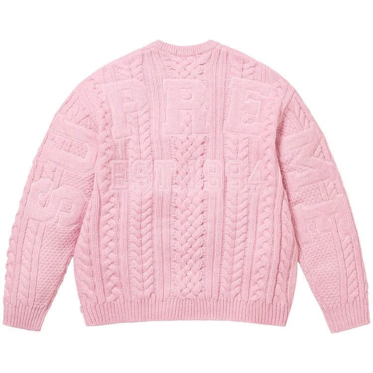 Supreme Appliqué Cable Knit Sweater Pink