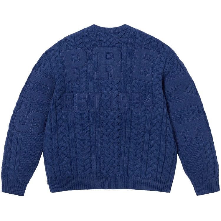 Supreme Appliqué Cable Knit Sweater Navy