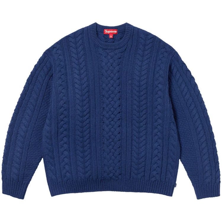 Supreme Appliqué Cable Knit Sweater Navy