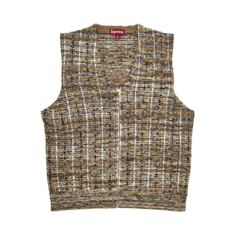 Supreme Speckled Zip Up Sweater Vest Tan
