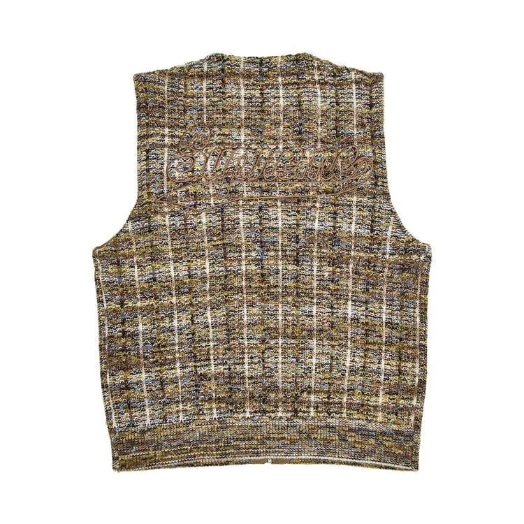 Supreme Speckled Zip Up Sweater Vest Tan