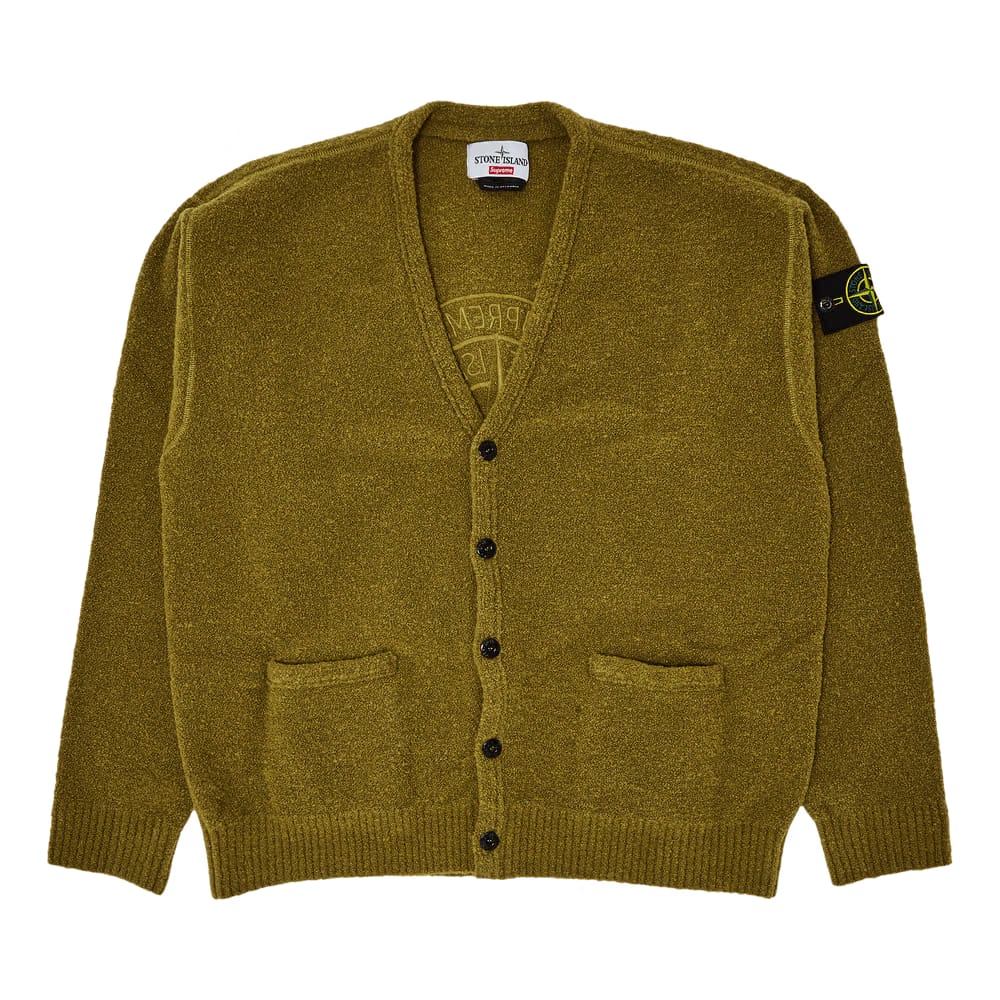 Supreme x Stone Island Bouclé Cardigan Olive