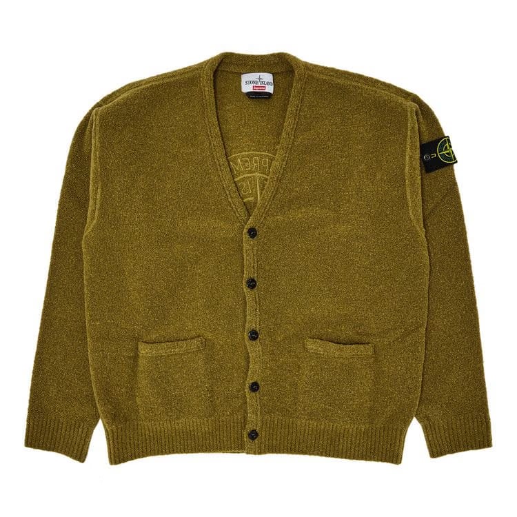 Supreme x Stone Island Bouclé Cardigan Olive
