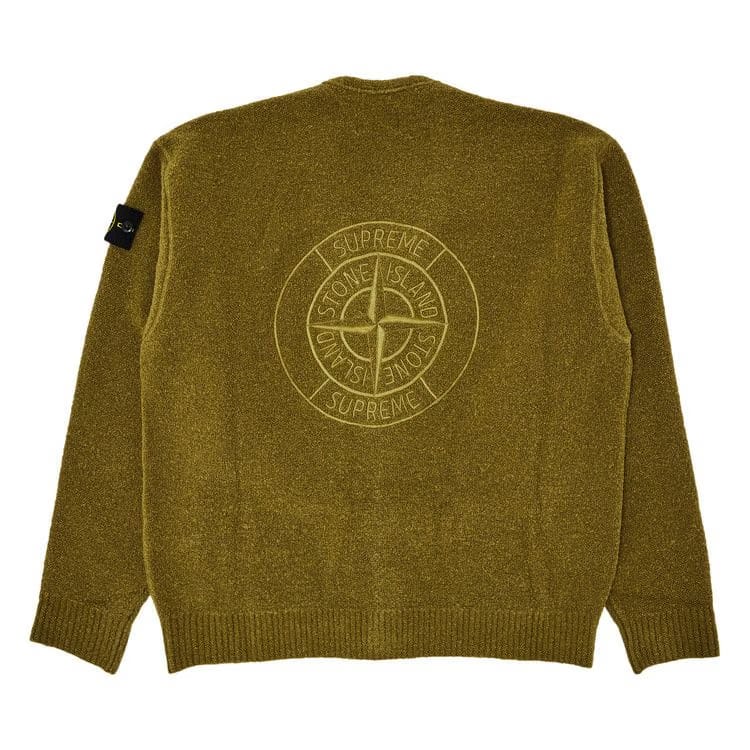 Supreme x Stone Island Bouclé Cardigan Olive