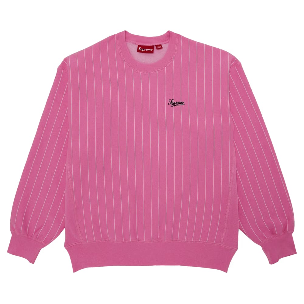 Supreme Pinstripe Crewneck Pink