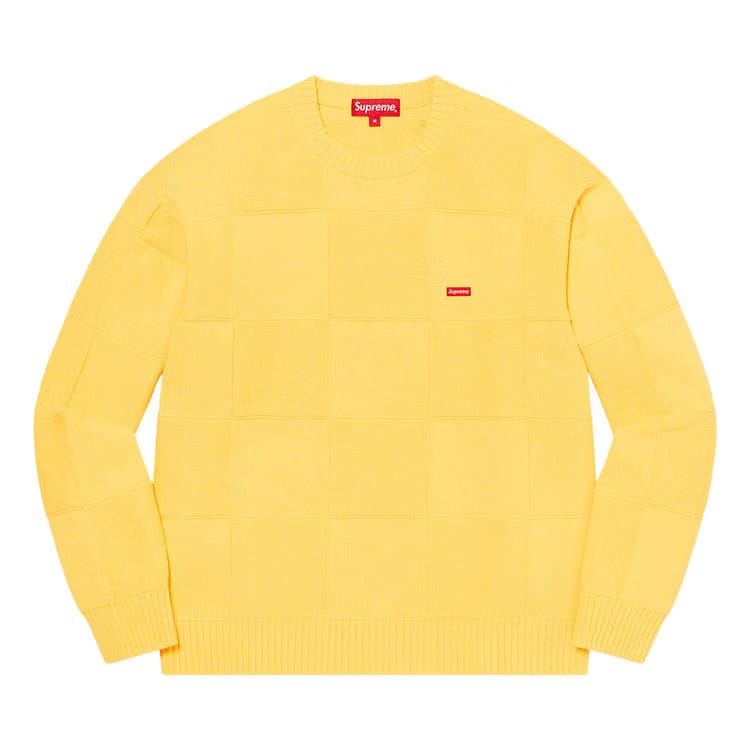Supreme Tonal Checkerboard Small Box Sweater Yellow