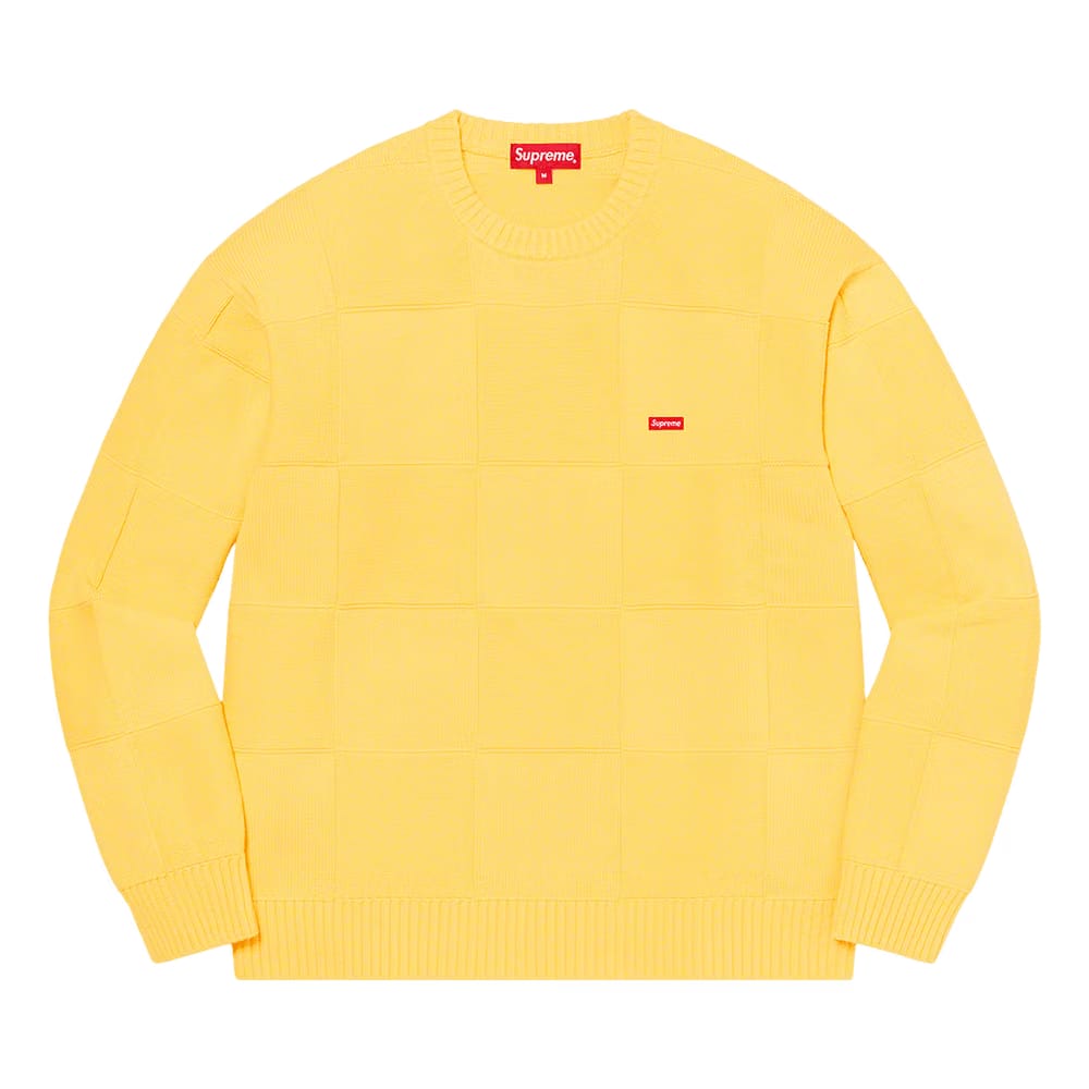 Supreme Tonal Checkerboard Small Box Sweater Yellow