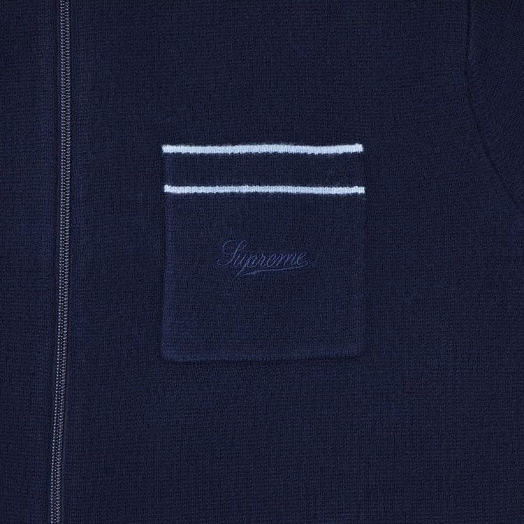Supreme Zip Up Polo Sweater Navy