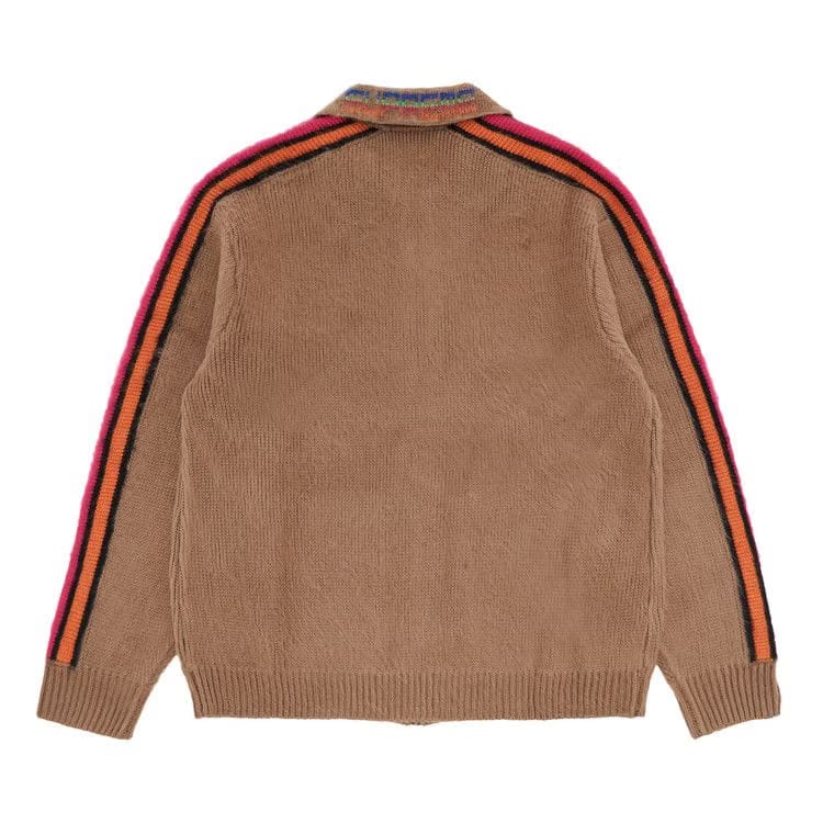 Supreme Sleeve Stripe Zip Up Sweater Dusty Brown