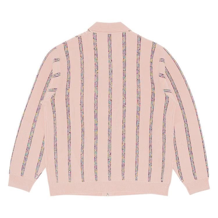 Supreme Speckle Stripe Zip Up Cardigan Pink