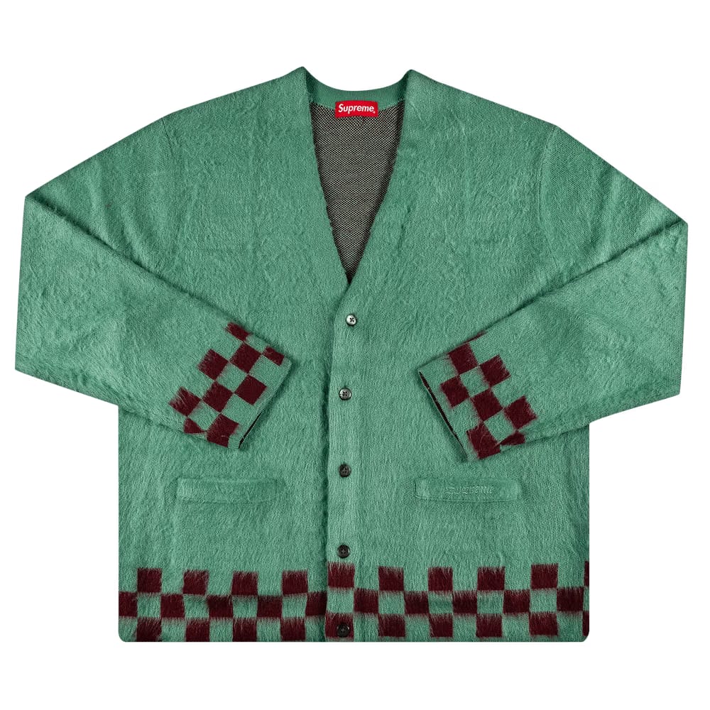 Supreme Brushed Checkerboard Cardigan Mint