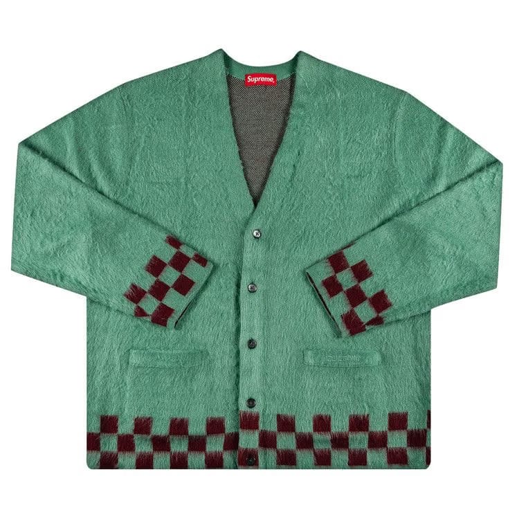 Supreme Brushed Checkerboard Cardigan Mint