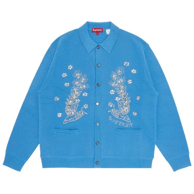 Supreme Beaded Appliqué Cardigan Bright Blue