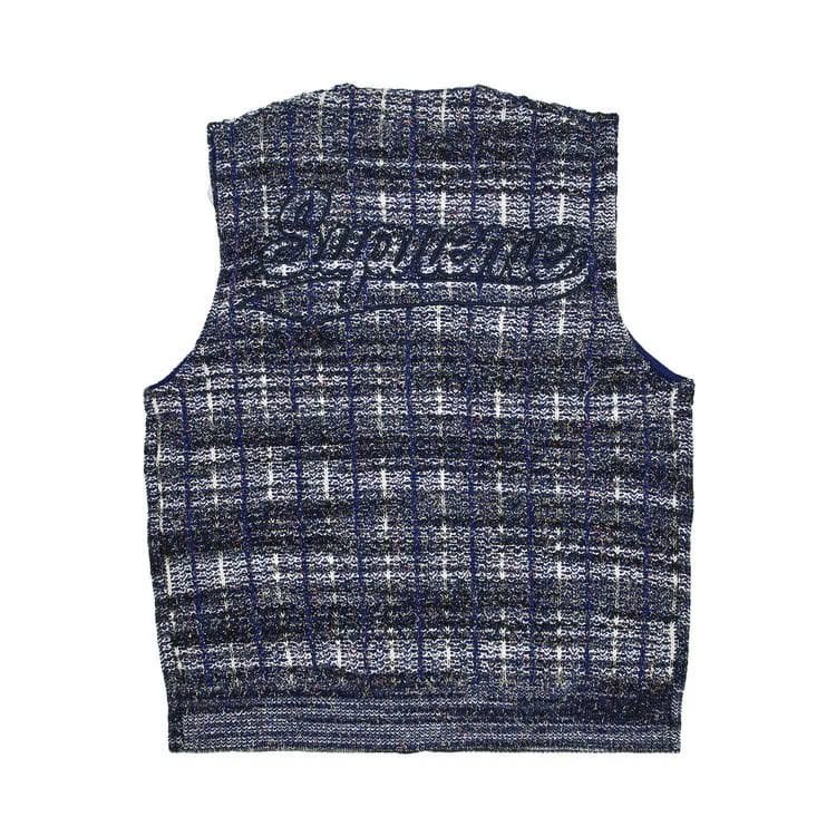 Supreme Speckled Zip Up Sweater Vest Blue