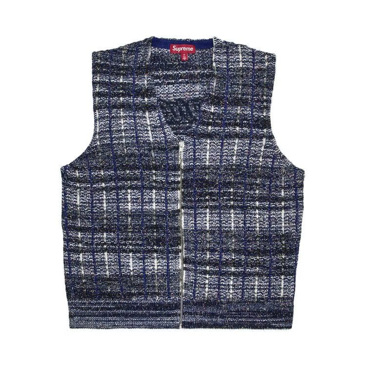 Supreme Speckled Zip Up Sweater Vest Blue