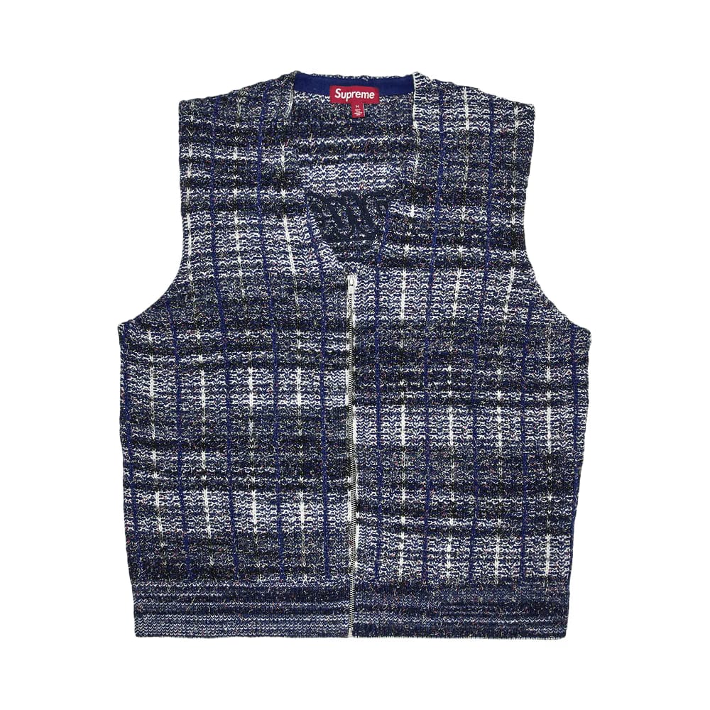 Supreme Speckled Zip Up Sweater Vest Blue