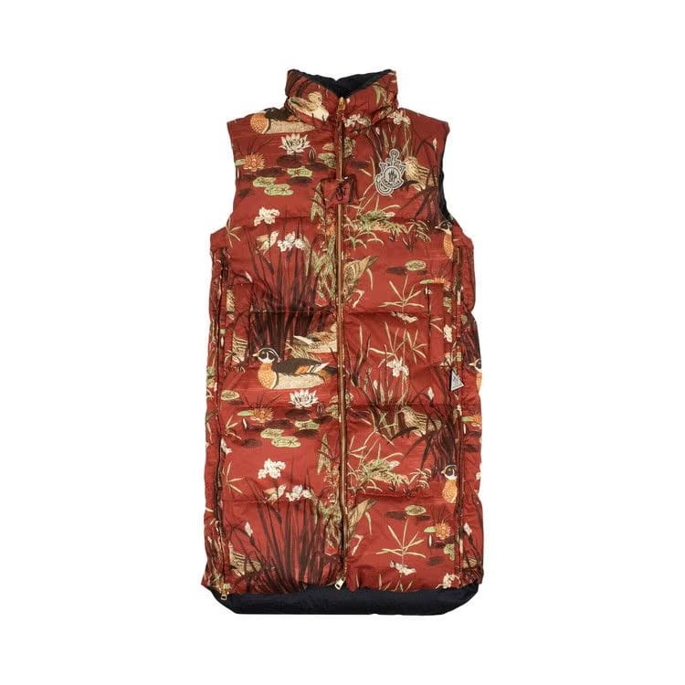 Moncler Long Bird Print Gilet Red