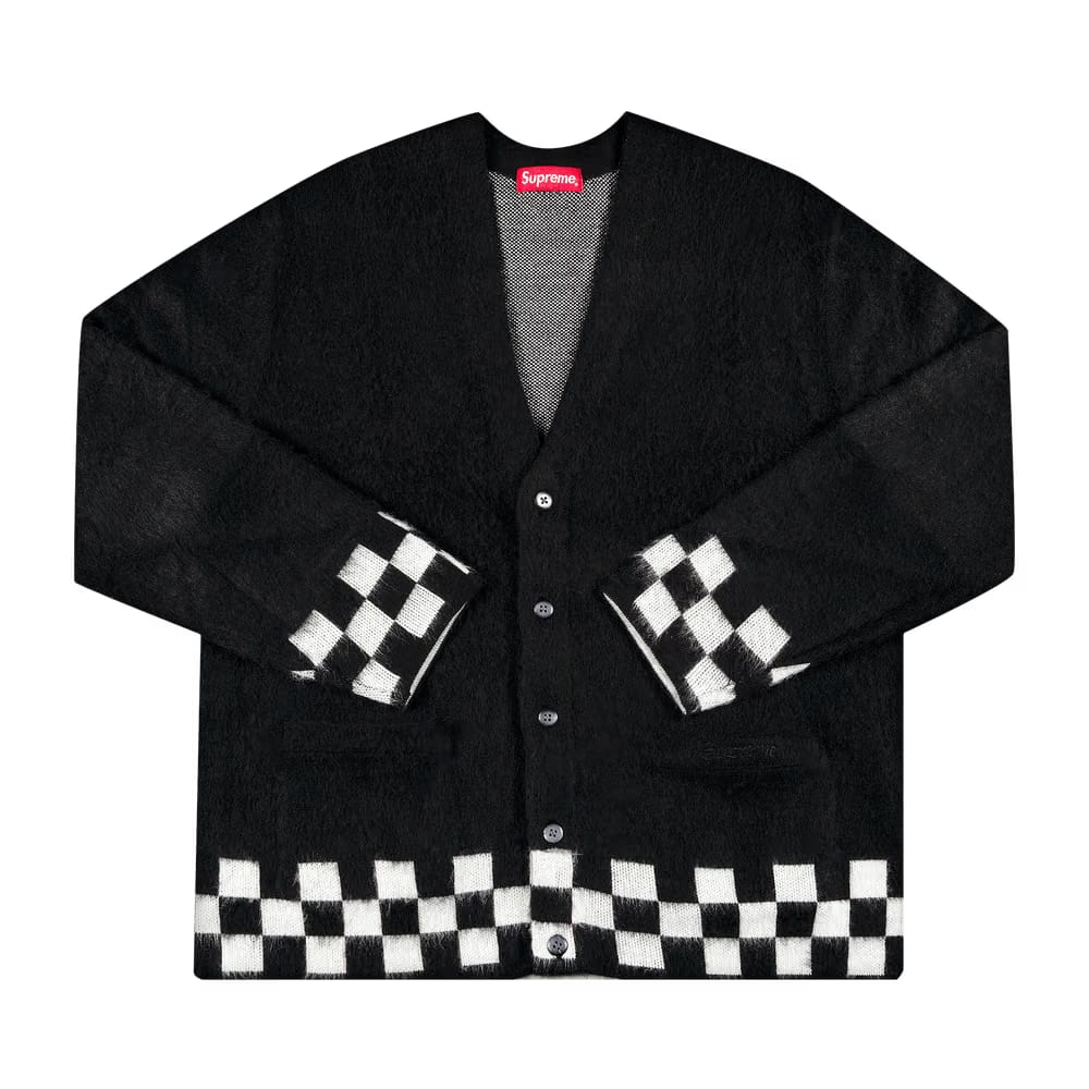 Supreme Brushed Checkerboard Cardigan Black