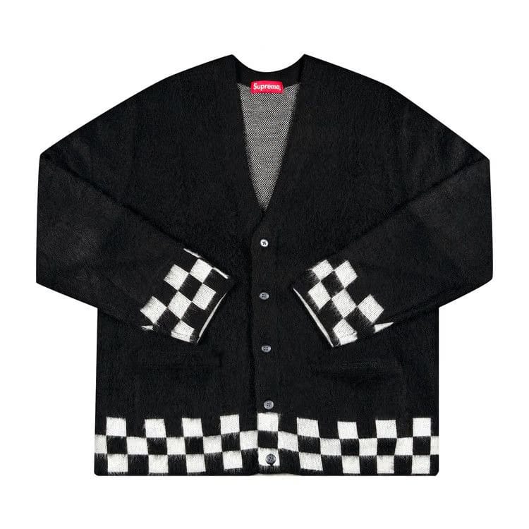 Supreme Brushed Checkerboard Cardigan Black
