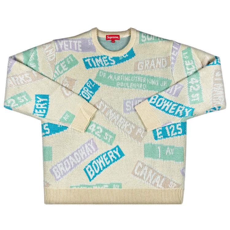 Supreme Street Signs Sweater Natural