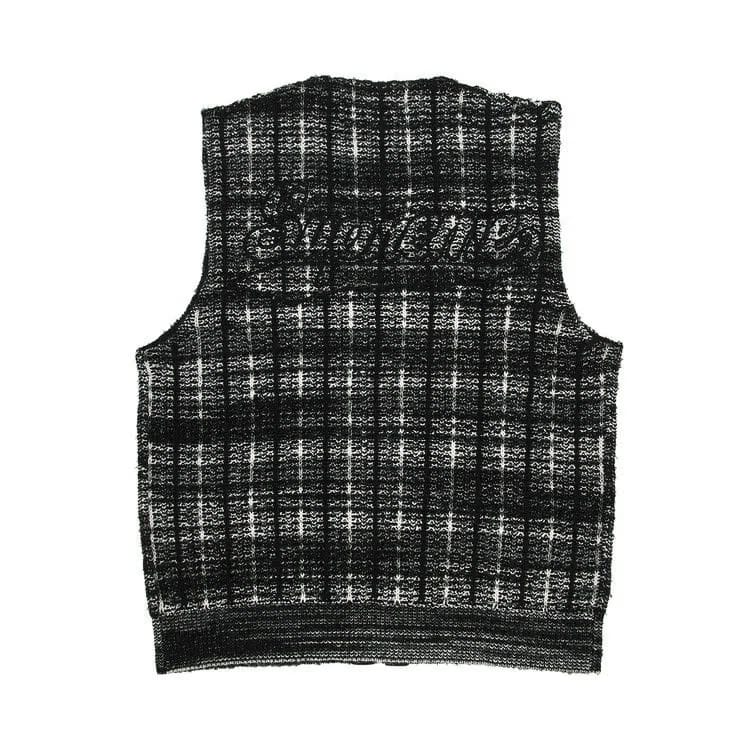 Supreme Speckled Zip Up Sweater Vest Black