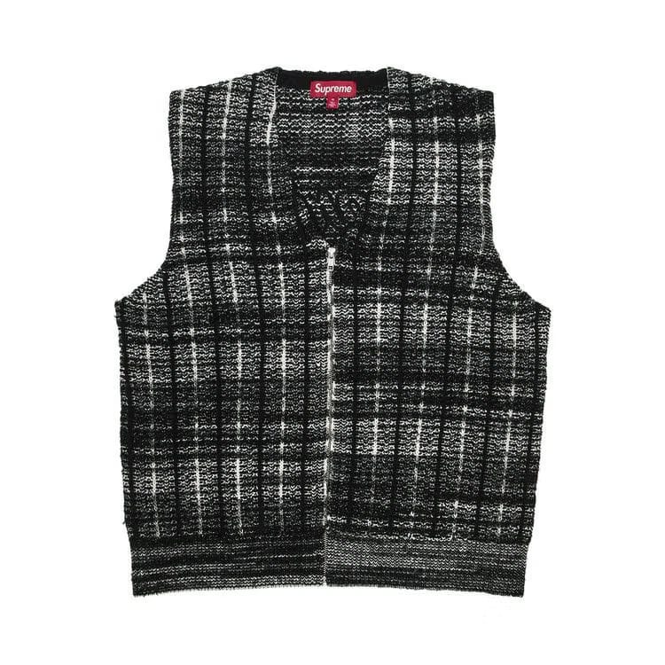 Supreme Speckled Zip Up Sweater Vest Black