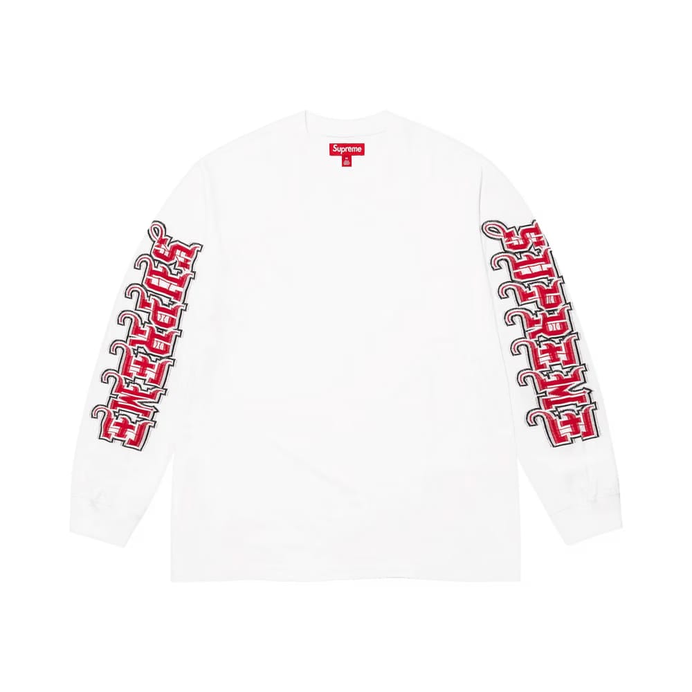 Supreme Intarsia Sleeve Long-Sleeve Top White
