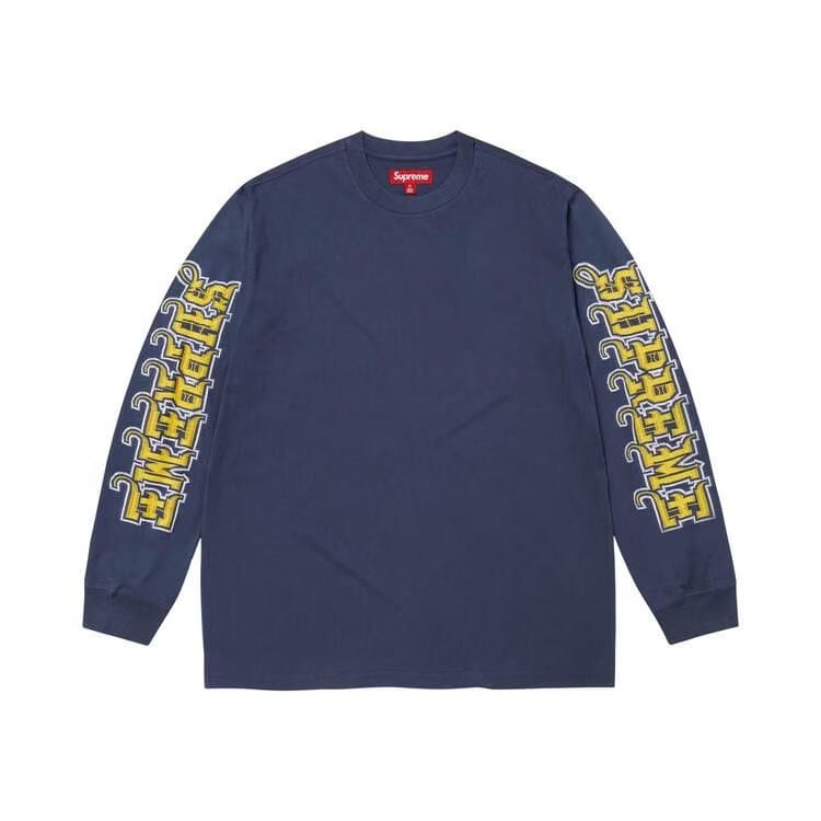 Supreme Intarsia Sleeve Long-Sleeve Top Navy