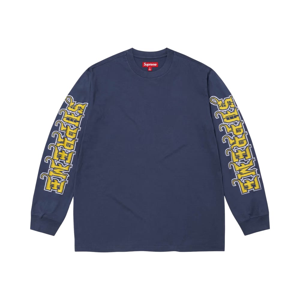Supreme Intarsia Sleeve Long-Sleeve Top Navy