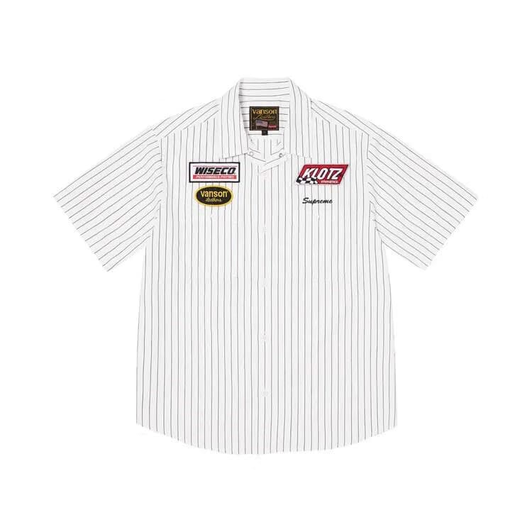 Supreme x Vanson Leathers Shorts-Sleeve Work Shirt Stripe