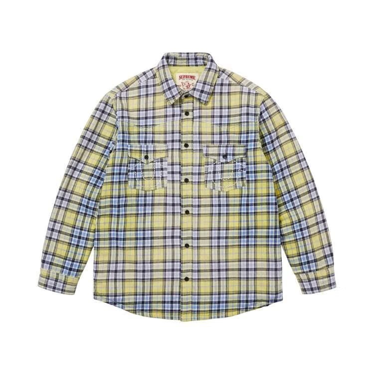 Supreme x True Religion Quilted Lined Plaid Flannel Shirt Yellow