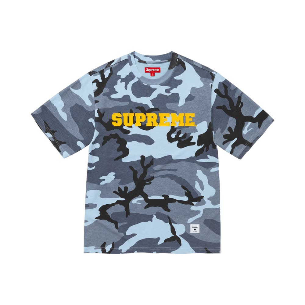 Supreme Collegiate Appliqué Shorts-Sleeve Top Blue Camo